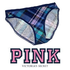 PINK Victoria's Secret Plaid Bottoms‎ - Blue/Purple Underwear Panties P113 XS